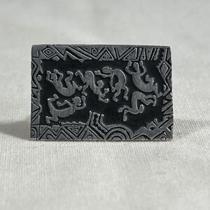 Alice Seely 2000 Pewter Brooch  Petroglyph Kokopelli